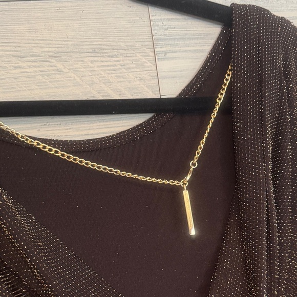 Michael Kors Shimmering Brown Long Sleeve Top - Picture 7 of 12